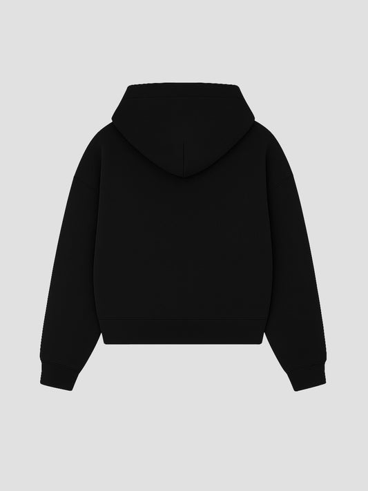 Cropped Heavyweight Black Hoodie