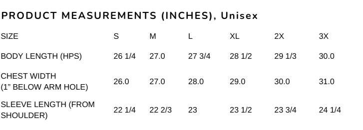 Classic Black Hoodie-size_chart