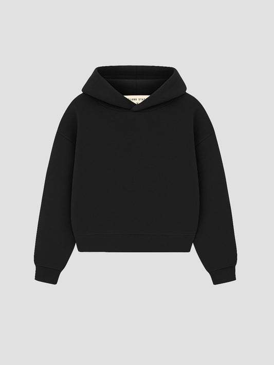 Cropped Heavyweight Black Hoodie