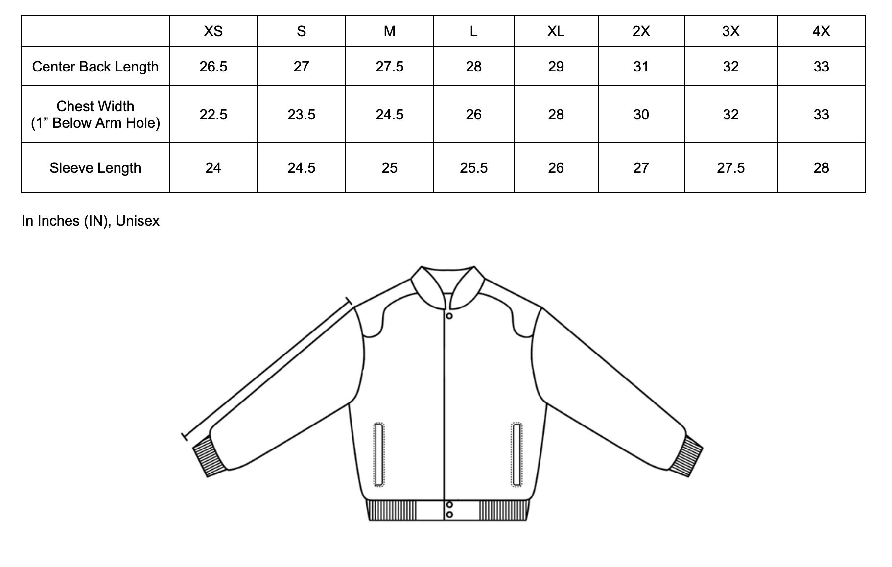 JJK Racing Jacket-size_chart